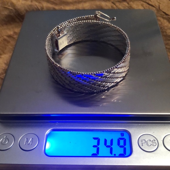 Vintage IBB Sterling Silver Wide Woven Bracelet - Picture 13 of 15